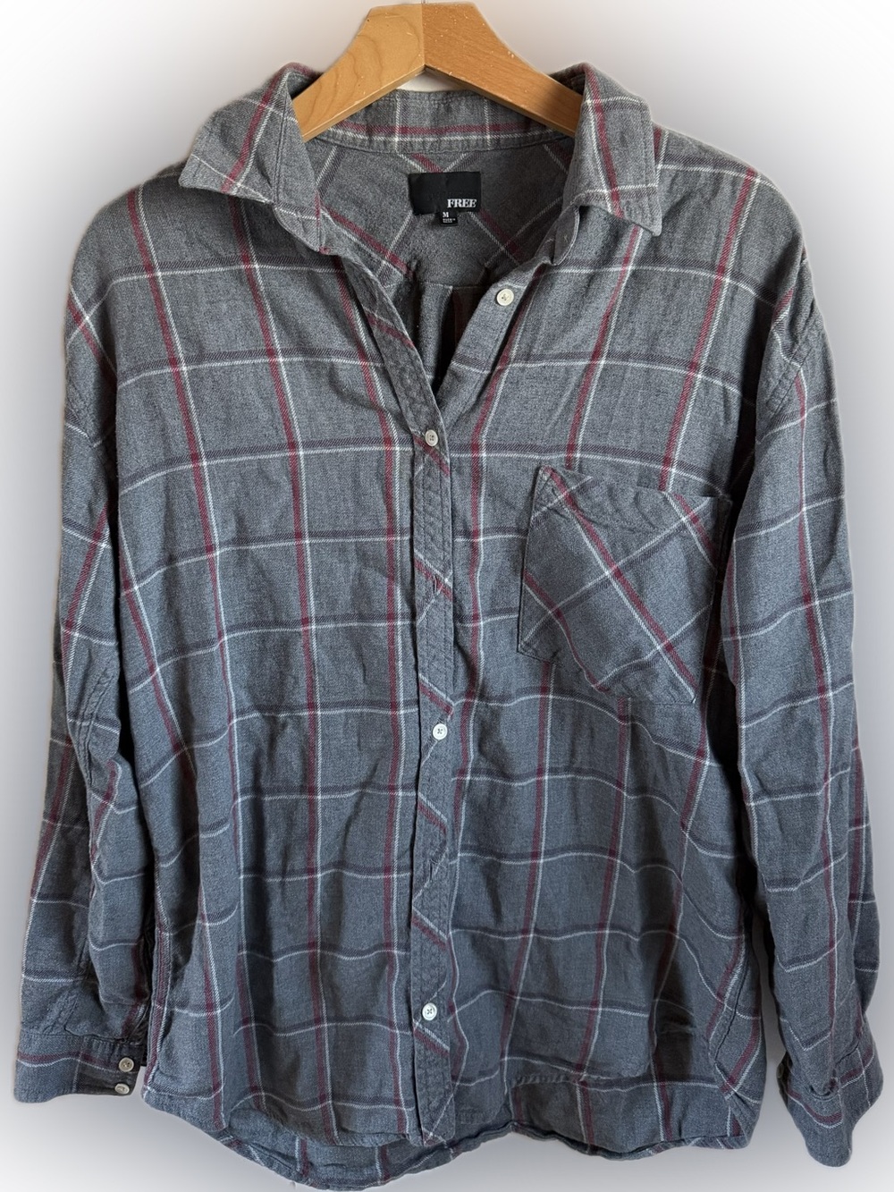 Wilfred Free Gray Plaid Lightweight Button-Up Shirt
